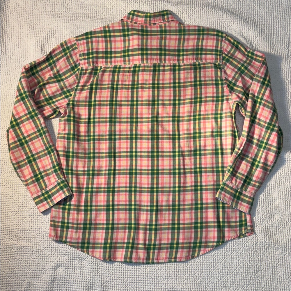 Vintage 1946 Preppy Plaid Button-Up Shirt Tropical Green Charleston Pink Lrg EUC - Picture 13 of 13